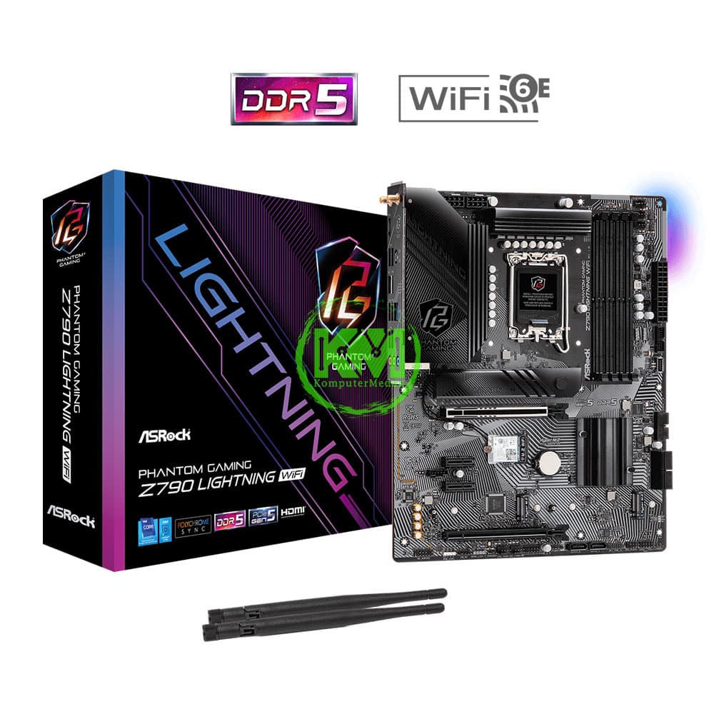 ASROCK Z790 PHANTOM GAMING LIGHTNING WIFI DDR5 (INTEL) MOTHERBOARD - Image 1
