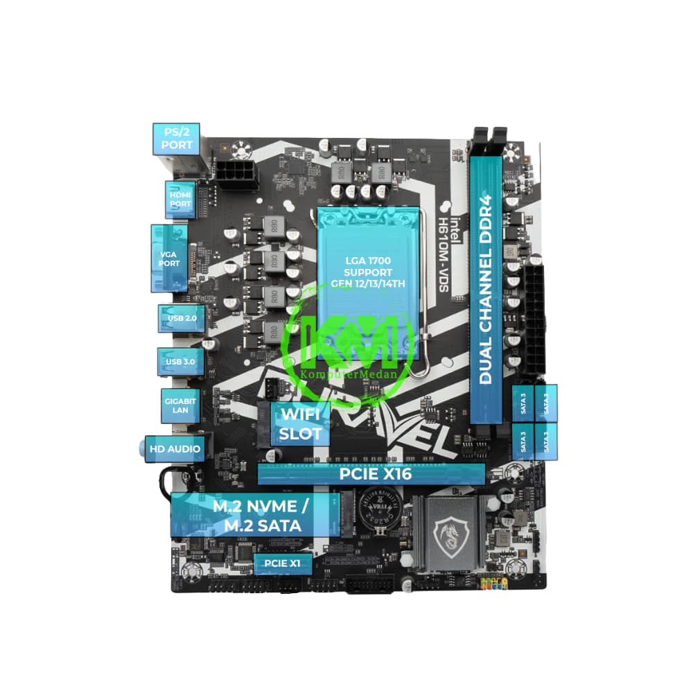 VURRION DURAVEL H610M-VDS (INTEL) MOTHERBOARD - Image 2