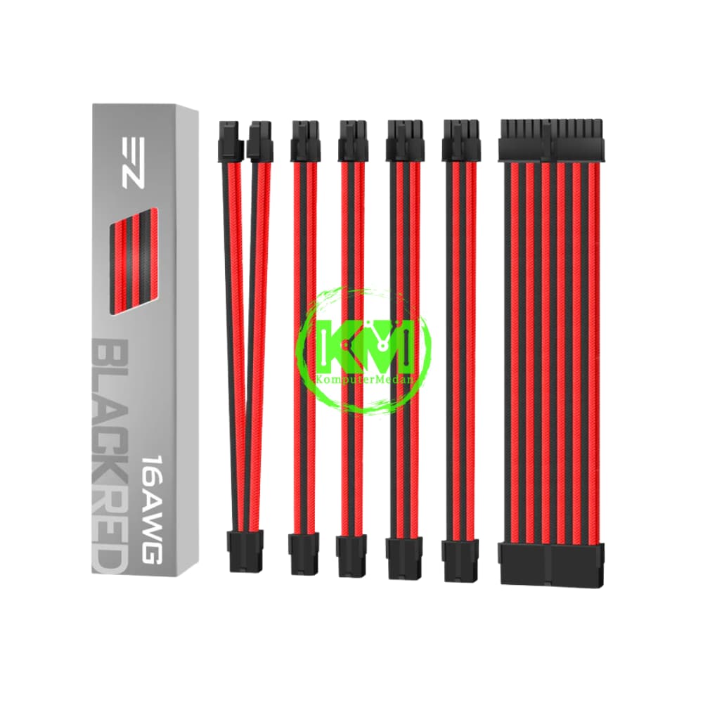 EZDIY-FAB AWG NYLON BLACK RED PSU EXTENSION