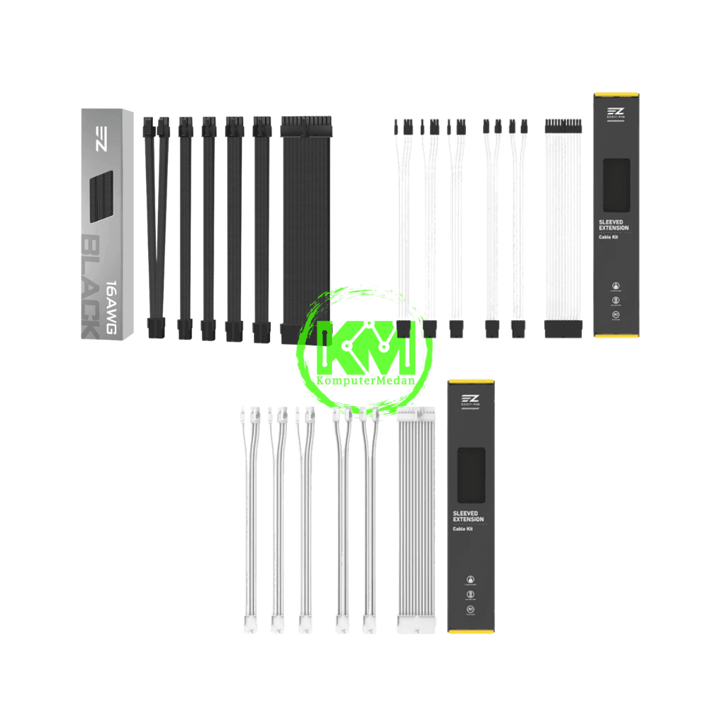 EZDIY-FAB 16 AWG NYLON V2 WHITE BLACK GREY PSU EXTENSIONS