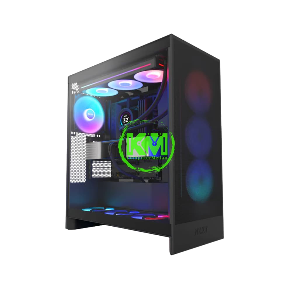 NZXT H7 FLOW RGB BLACK GAMING CASING - Image 1