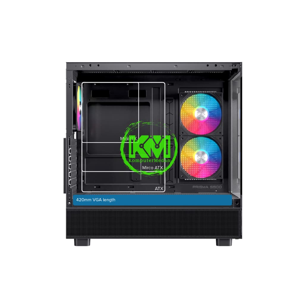 EINAREX PRISMA S500 BLACK +3FAN GAMING CASING - Image 2