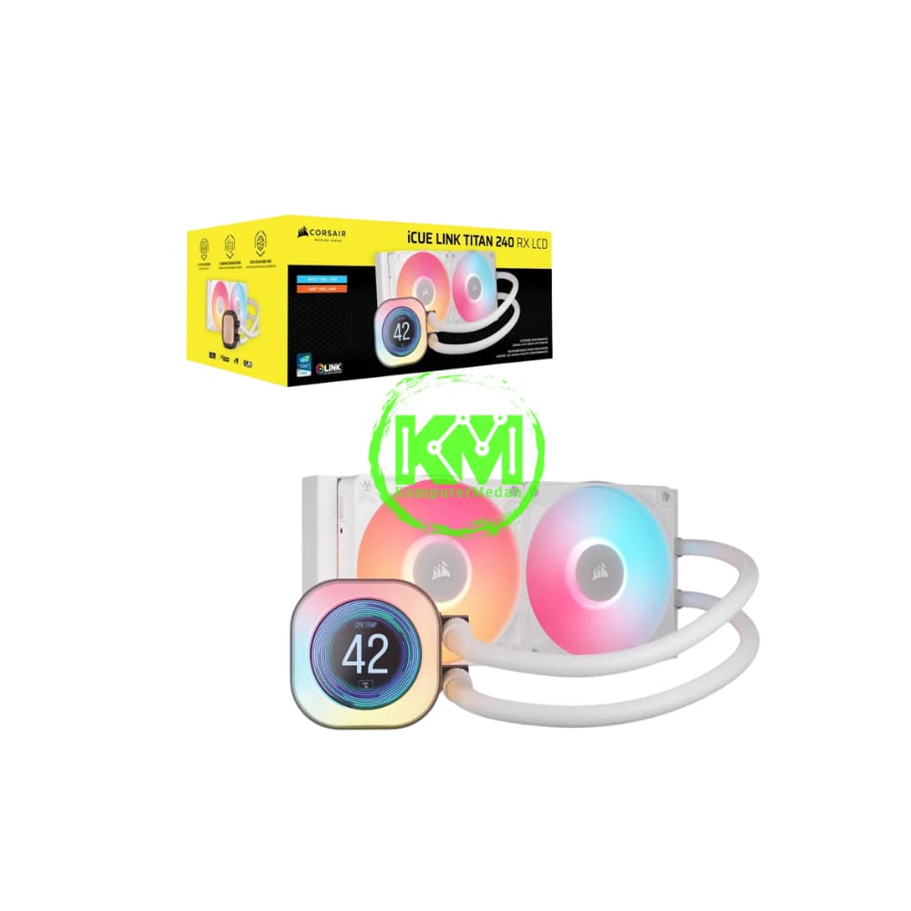 CORSAIR ICUE LINK TITAN 240 RX LCD WHITE FAN PROCESSOR - Image 1