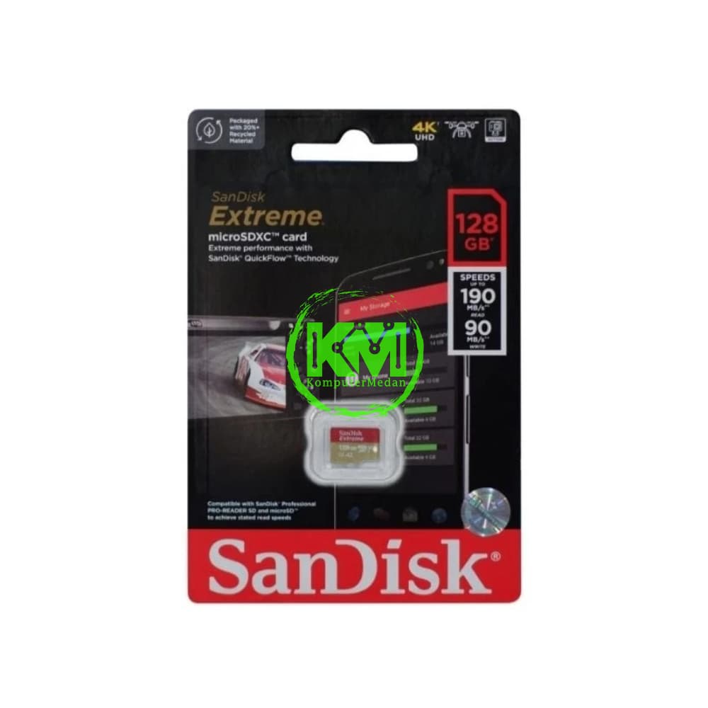 SANDISK MICROSD EXTREME 128GB 190 90MB MEMORY CARD - Image 1