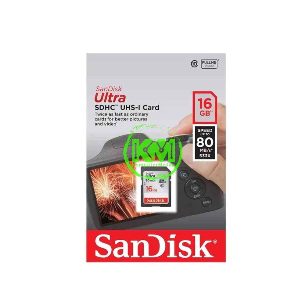 SANDISK SDCARD ULTRA 16GB 80MB MEMORY CARD - Image 1