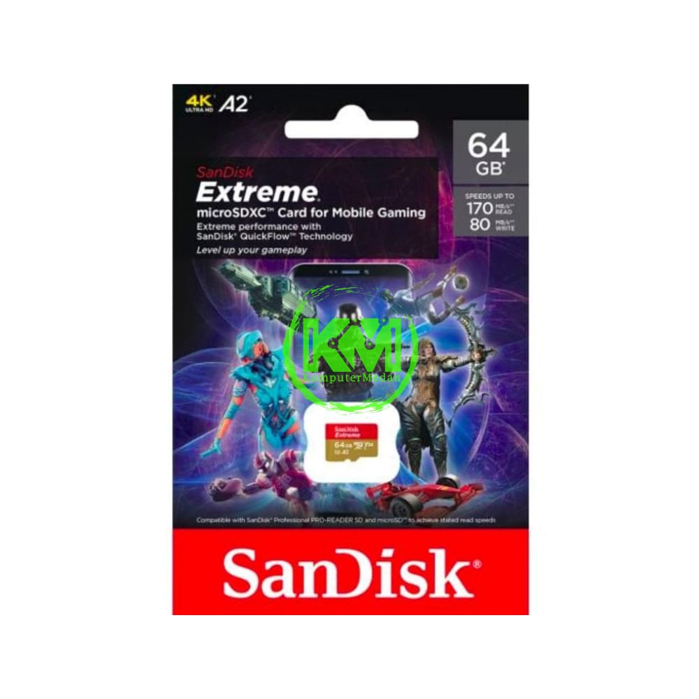SANDISK MICROSD EXTREME 64GB 17080MB MEMORY CARD - Image 1