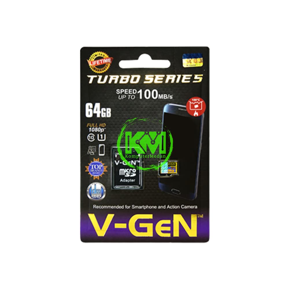 VGEN MICROSD 64GB CLASS 10 TURBO SERIES MEMORY CARD - Image 1